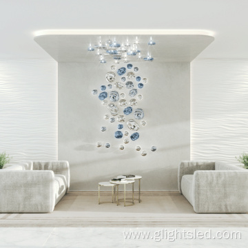 Hotel lobby colorful glass modern big project chandelier